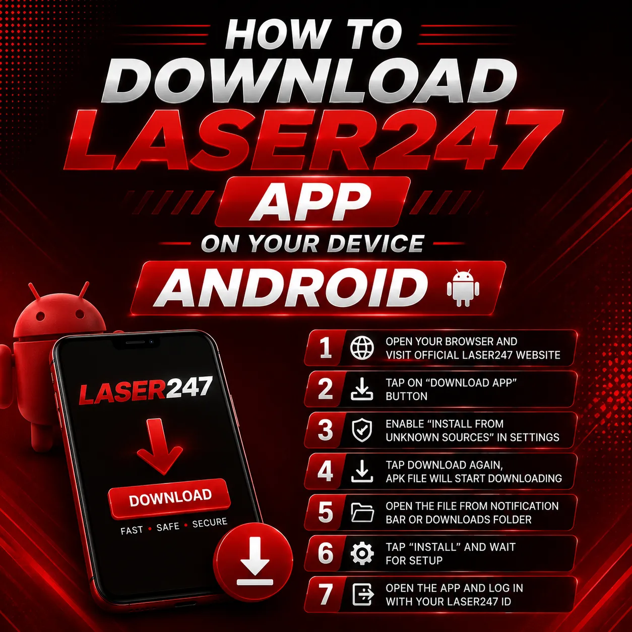 laser247 download Steps for Android